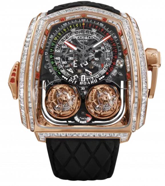 Buy Jacob & Co Twin Turbo Furious Baguette WHITE DIAMONDS ROSE GOLD TT800.40.BD.AA.A Replica watch